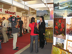 Cultural Attache of the Embassy of Ukraine in Slovakia - Inna Ognivets is interviewed by local Bratislava broadcasting.