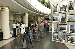 Before the opening of the photo exhibition.
