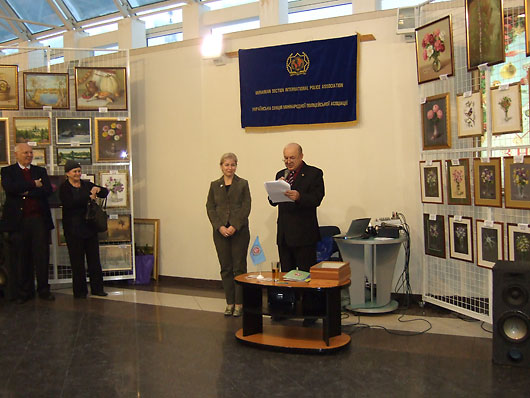The grand opening by the Head of Solomianskyi  district branch of the Ukrainian section of the International Police Association - Anatoliy Kapitanskiy.