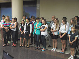 During the opening of the exhibition "Colorful Impressions".
